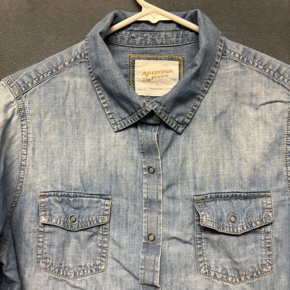 Vintage Arizona Jean Denim Shirt Snap Button Convertible Faded Y2K 90s Western - Picture 13 of 13